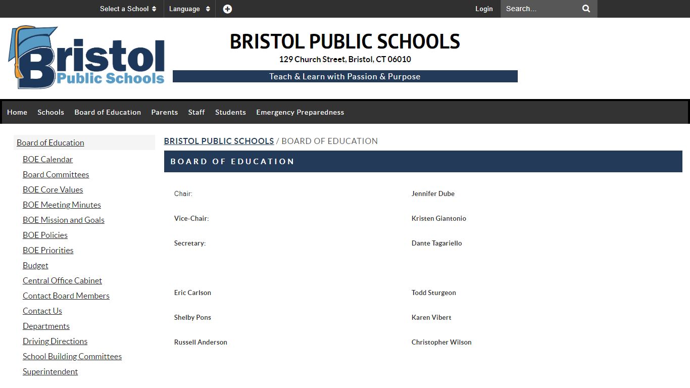 Board of Education - Bristol Public Schools